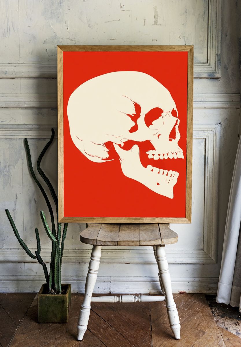 Minimal Skull Red Poster. — room view 1