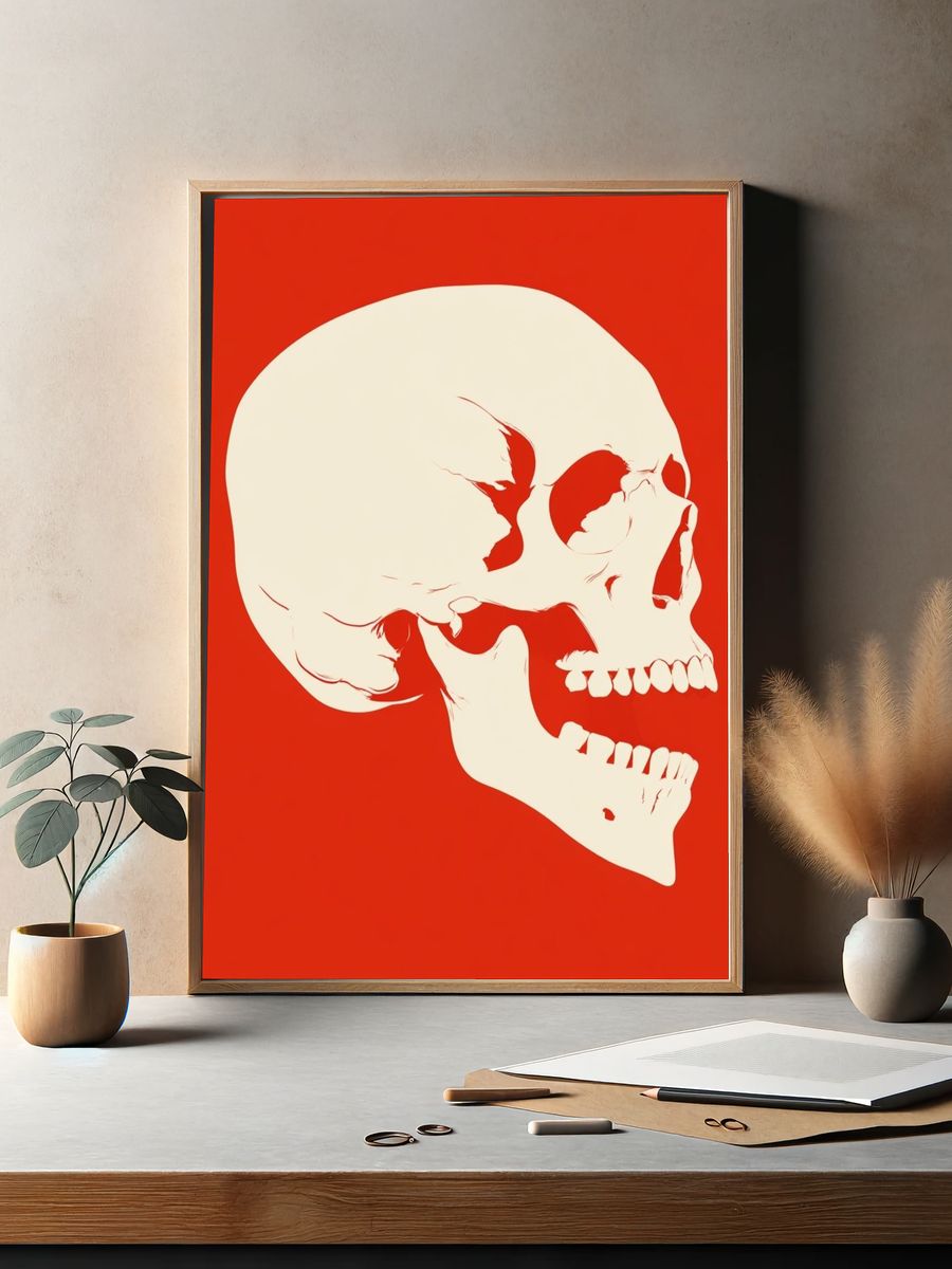 Minimal Skull Red Poster. — room view 2