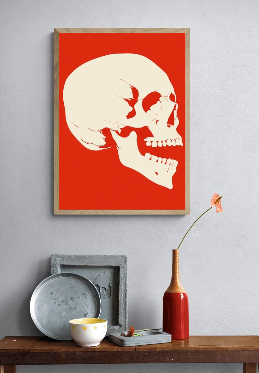 Minimal Skull Red Poster. — room view 3