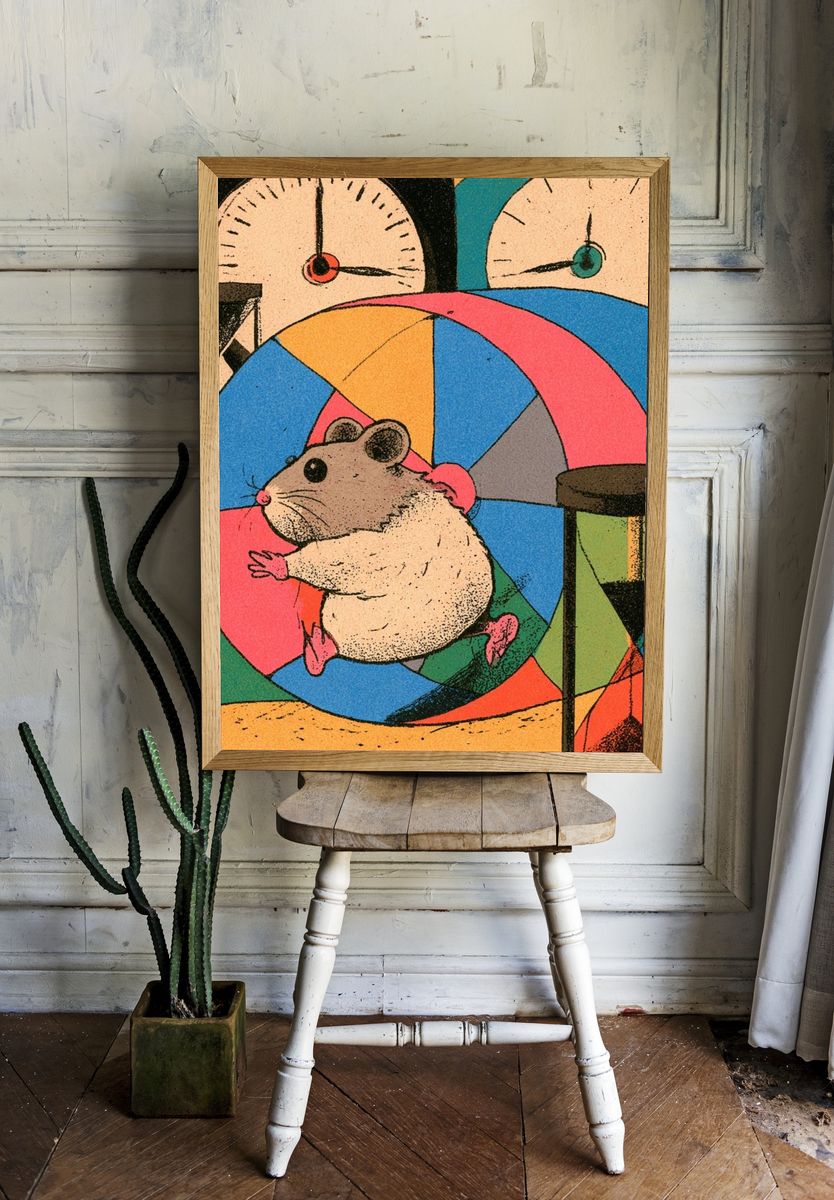 Hamster Wheel Illustration Poster. room preview