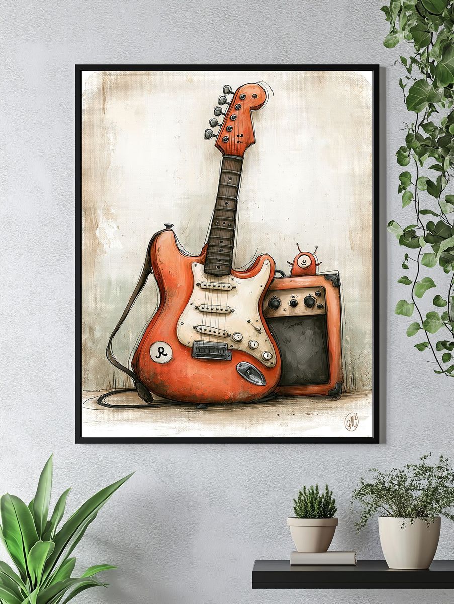 Electric Guitar Illustration Poster. — room view 4