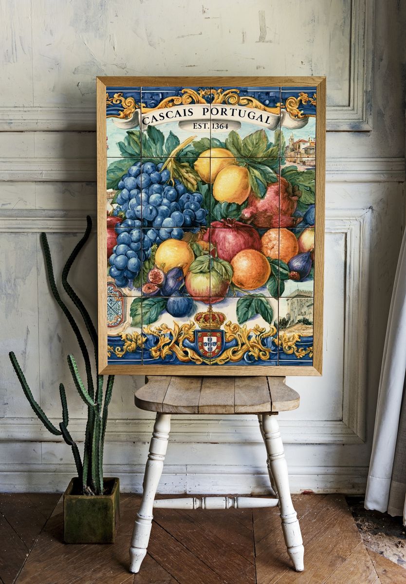 Cascais Portugal Fruit Tile Print. room preview