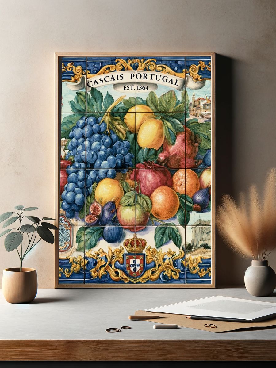 Cascais Portugal Fruit Tile Print. — room view 2
