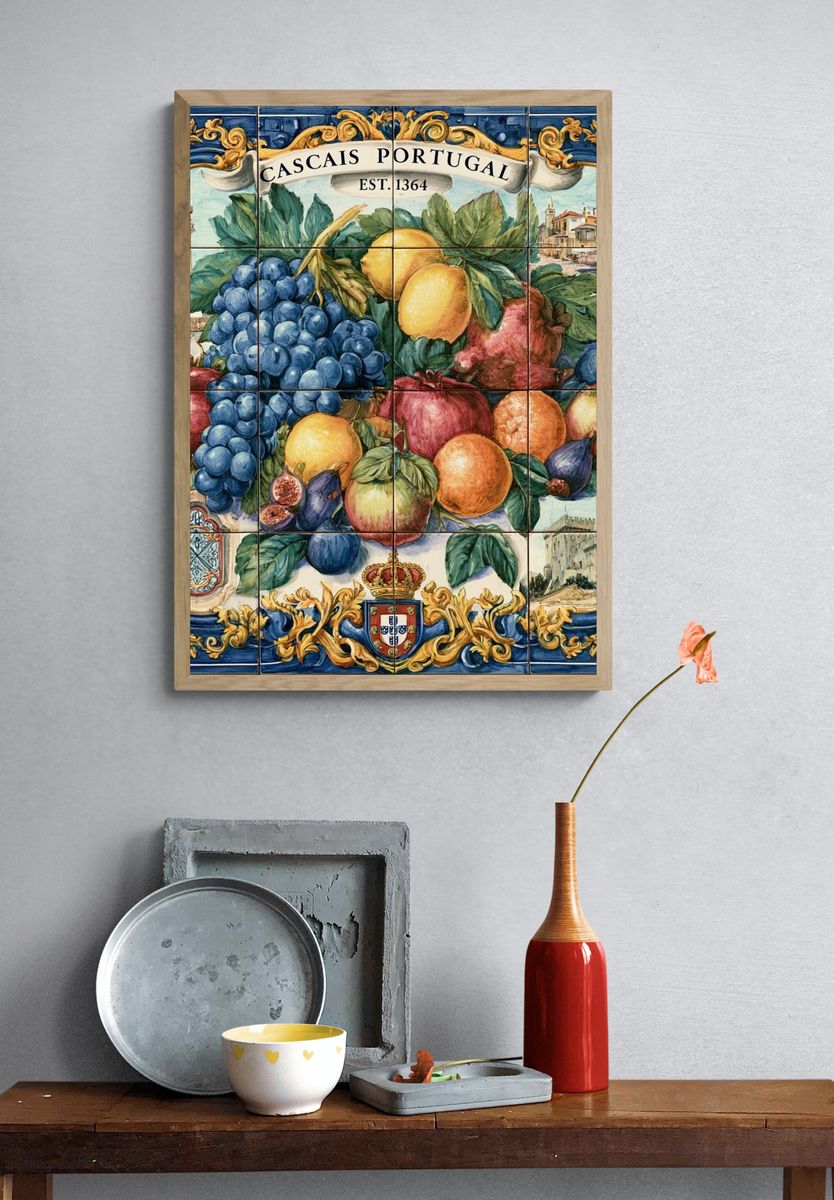 Cascais Portugal Fruit Tile Print. — room view 3
