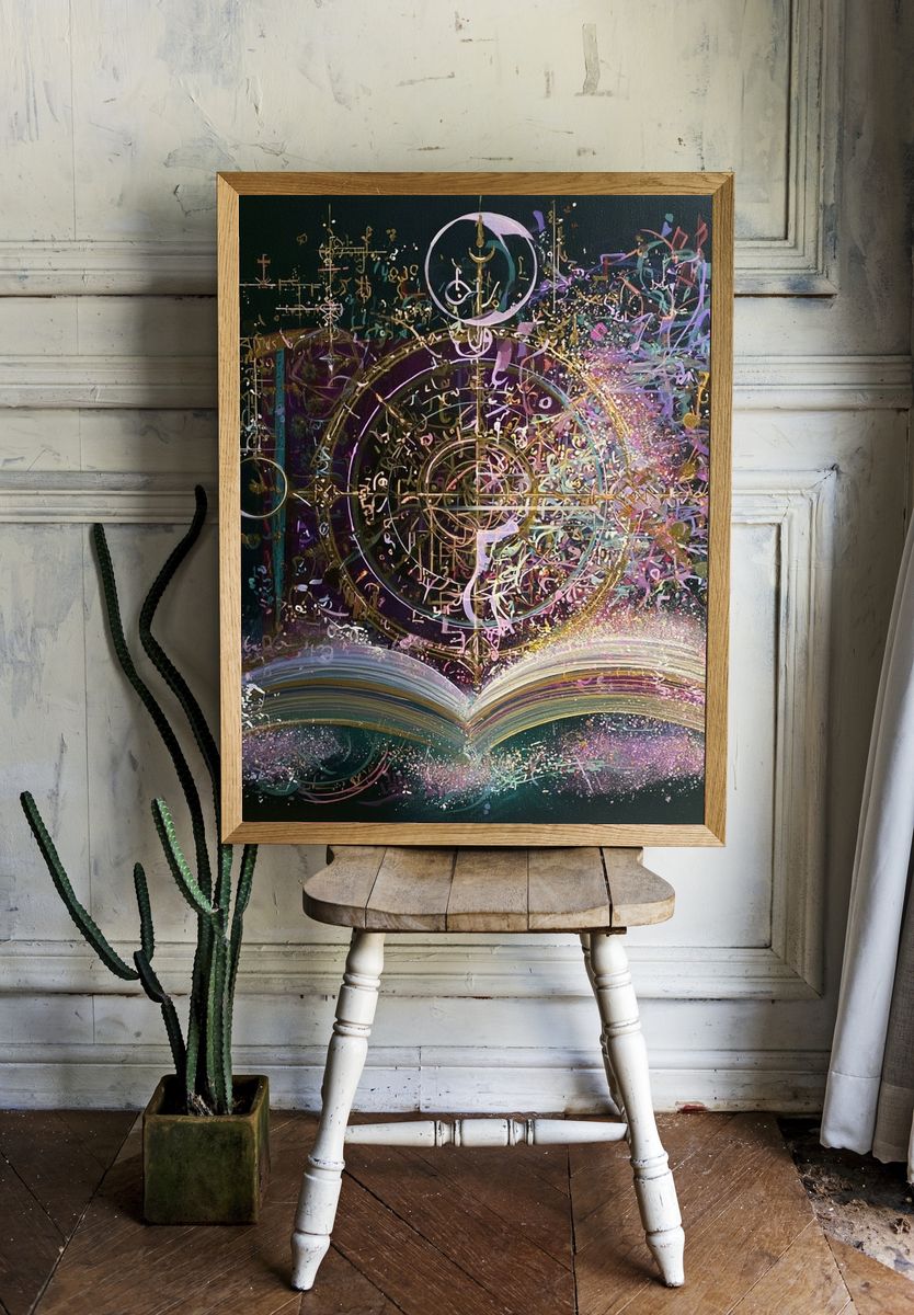 Mystic Grimoire Illustration Poster. room preview