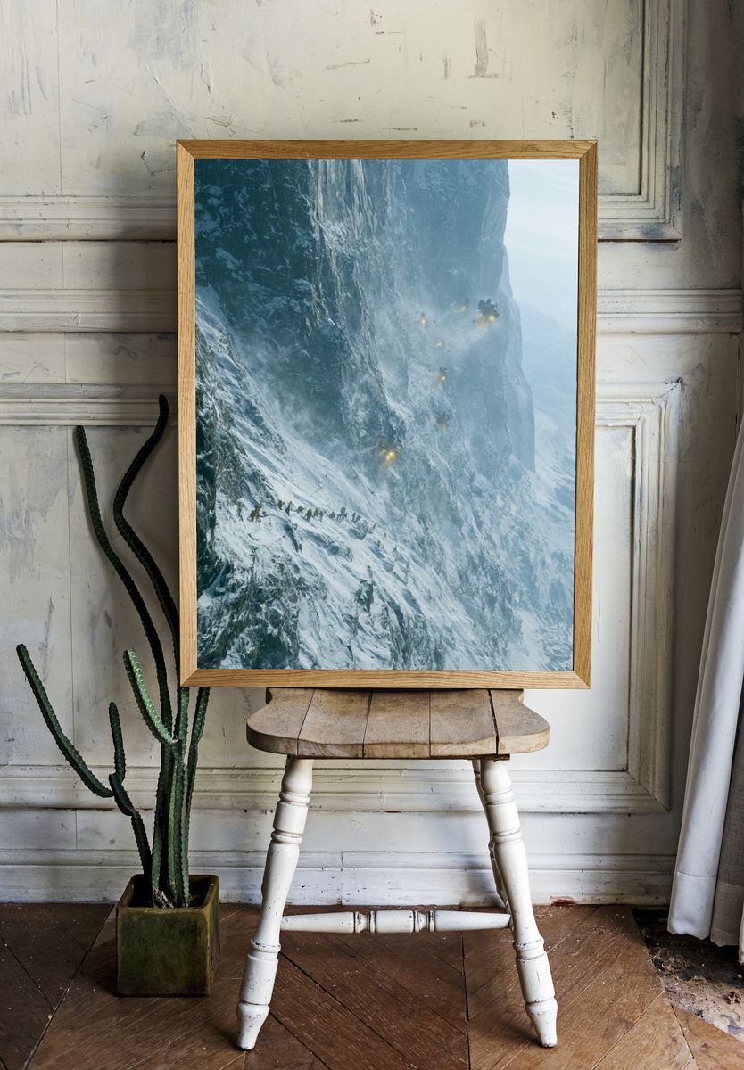 Snowy Cliff Expedition Poster. — room view 1
