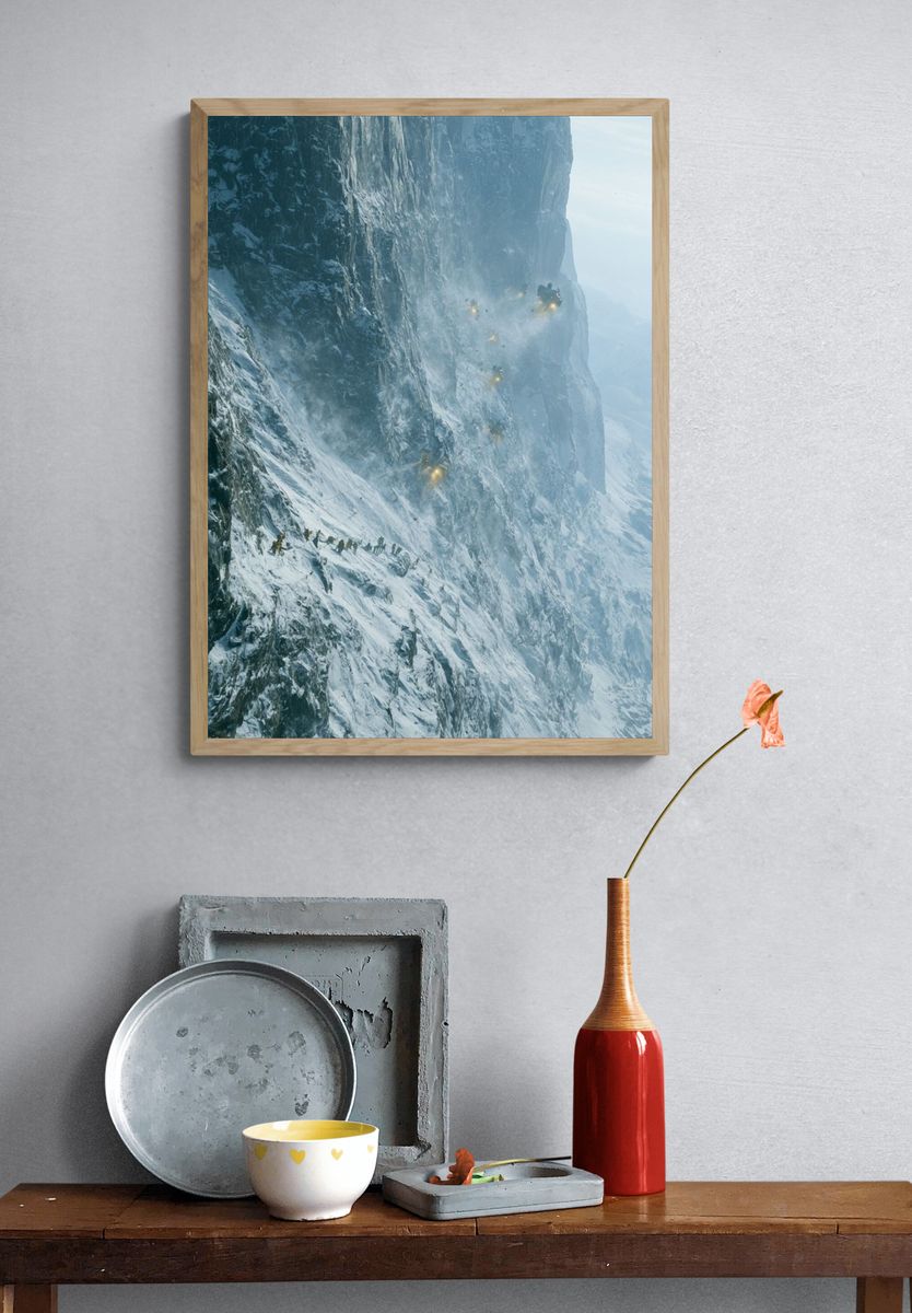 Snowy Cliff Expedition Poster. — room view 3