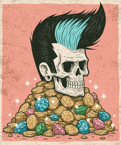 Punk Skull Treasure Illustration Poster.
