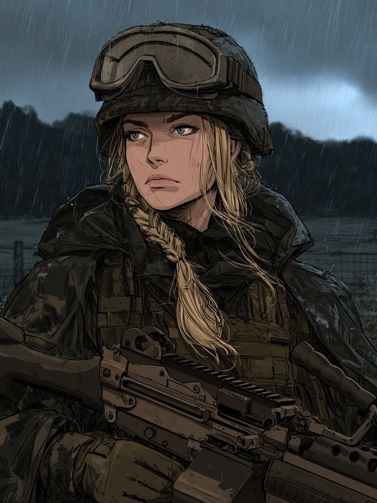 Rainy Soldier Portrait Poster. poster detail