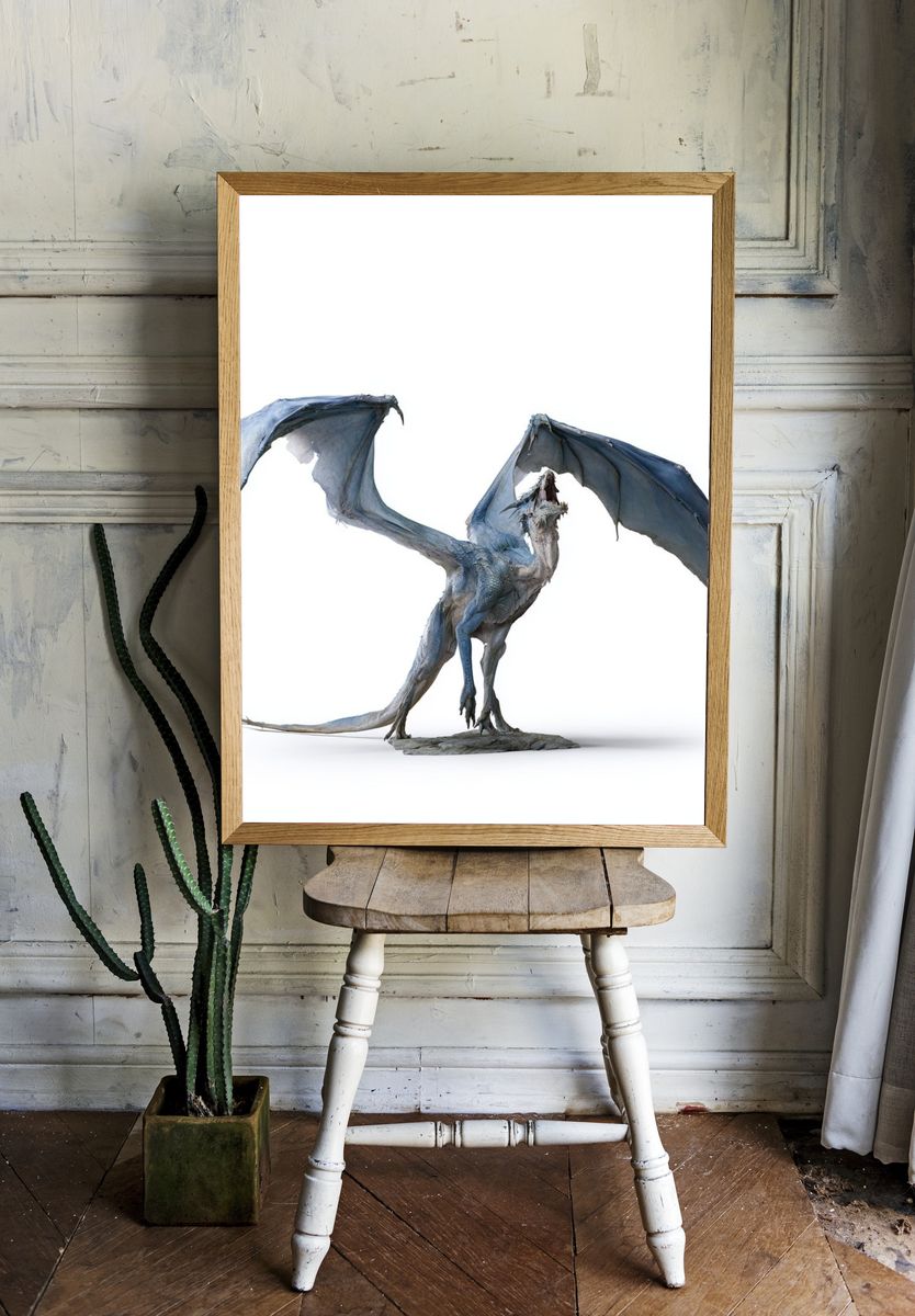 Blue Dragon Fantasy Illustration Poster. room preview