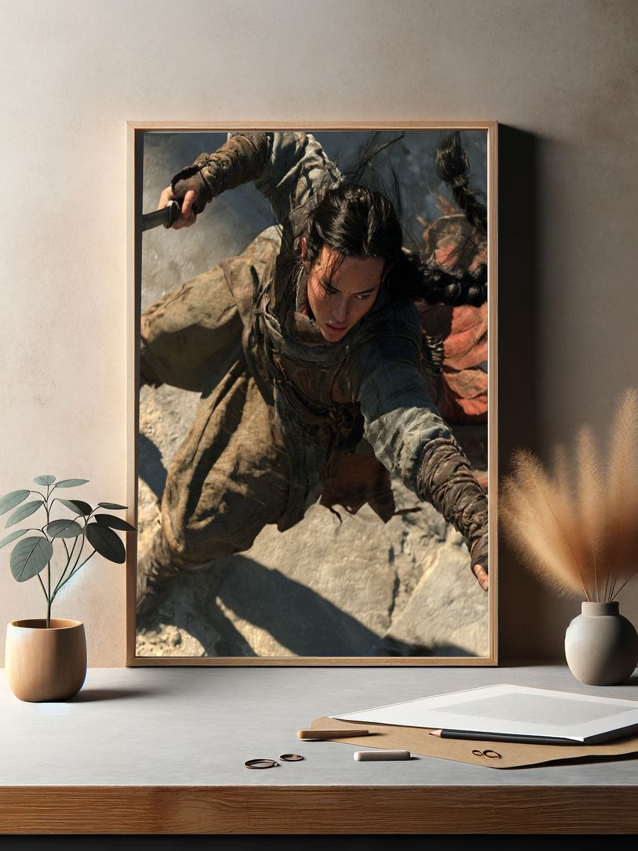 Action Hero Climbing Scene Poster. — room view 2