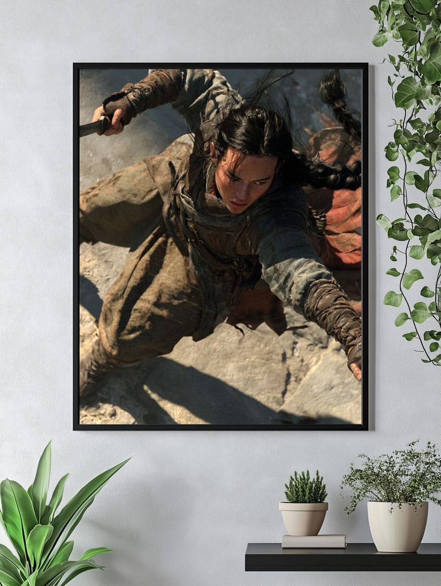 Action Hero Climbing Scene Poster. — room view 4