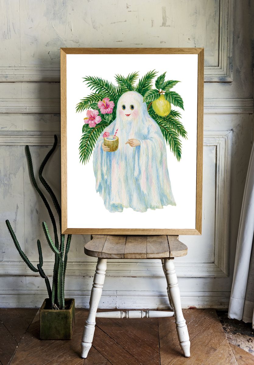Ghost in Tropical Garden Poster. room preview