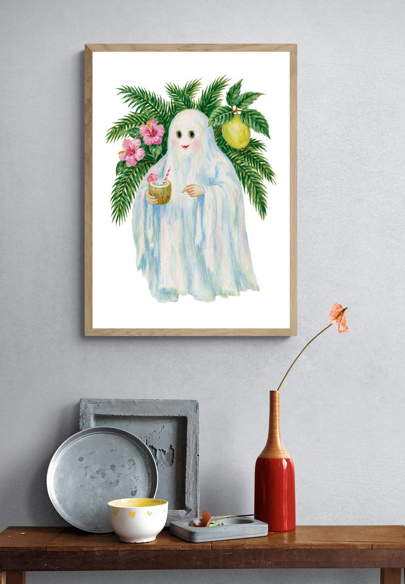 Ghost in Tropical Garden Poster. — room view 3