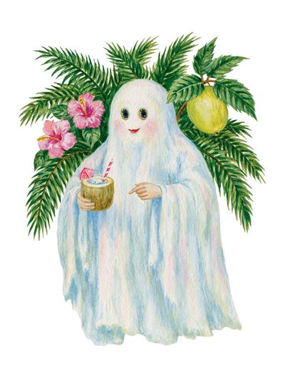Ghost in Tropical Garden Poster.