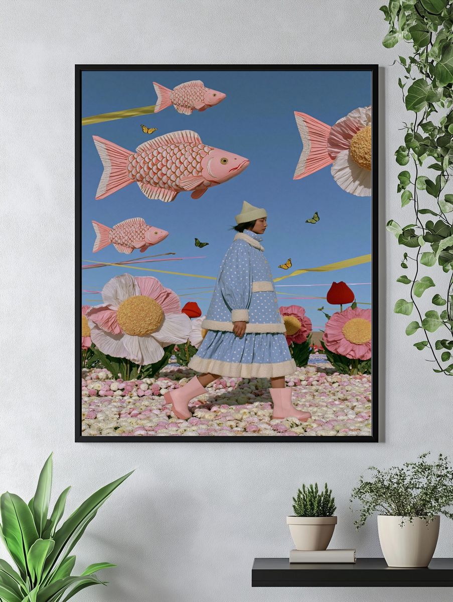 Dreamy Fish Garden Illustration Poster. — room view 4
