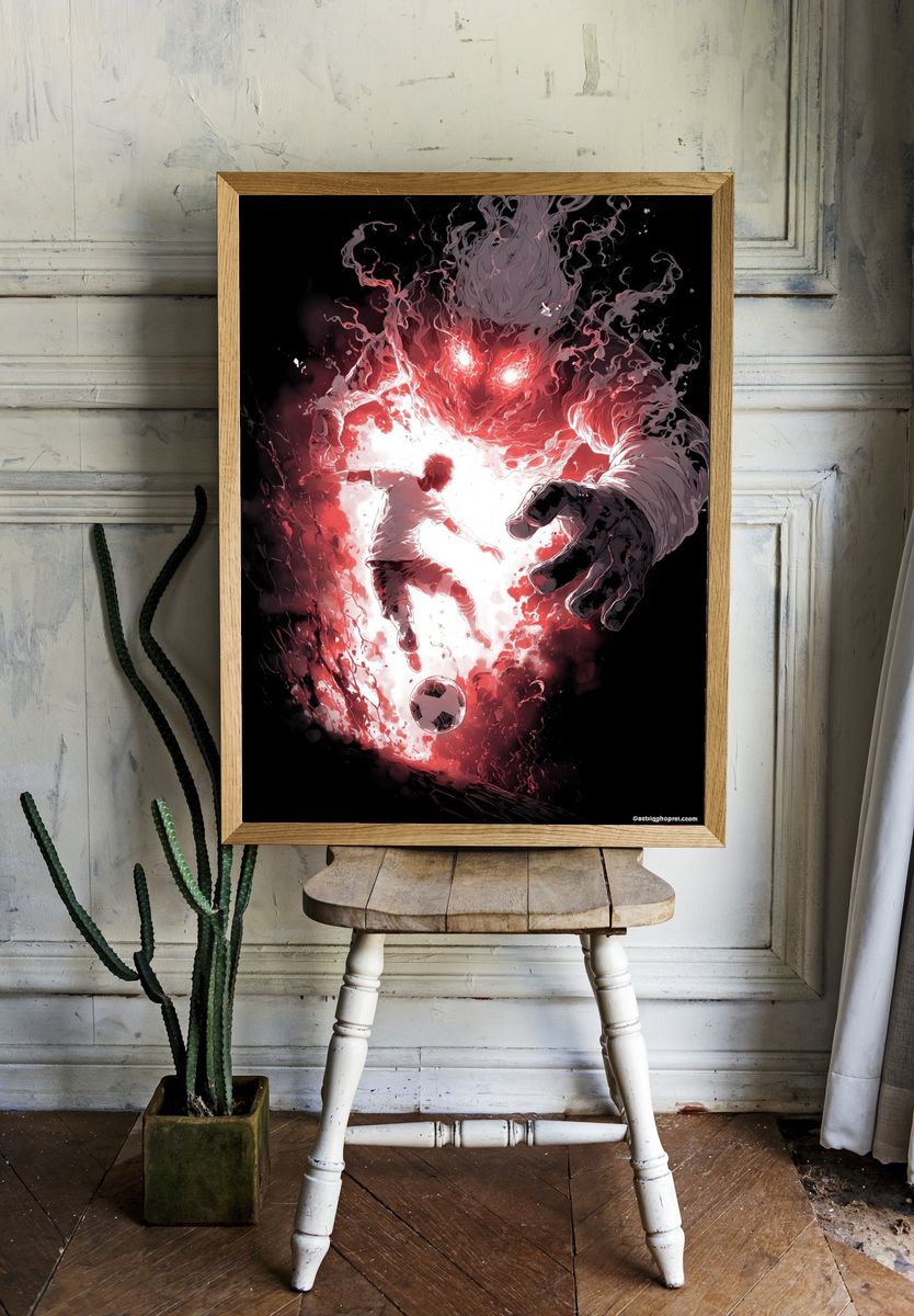 Demon Soccer Clash Illustration Poster. — room view 1