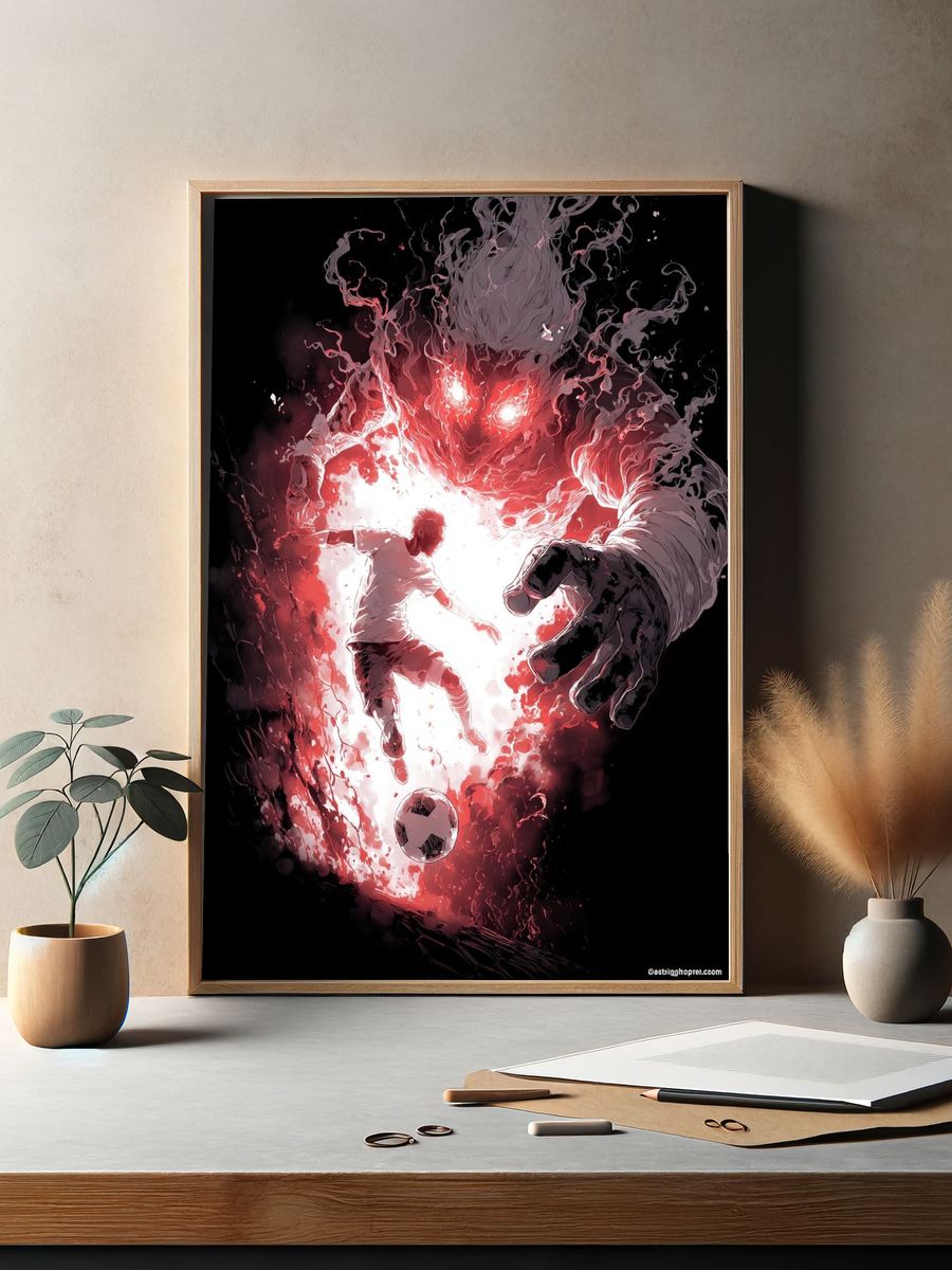 Demon Soccer Clash Illustration Poster. — room view 2