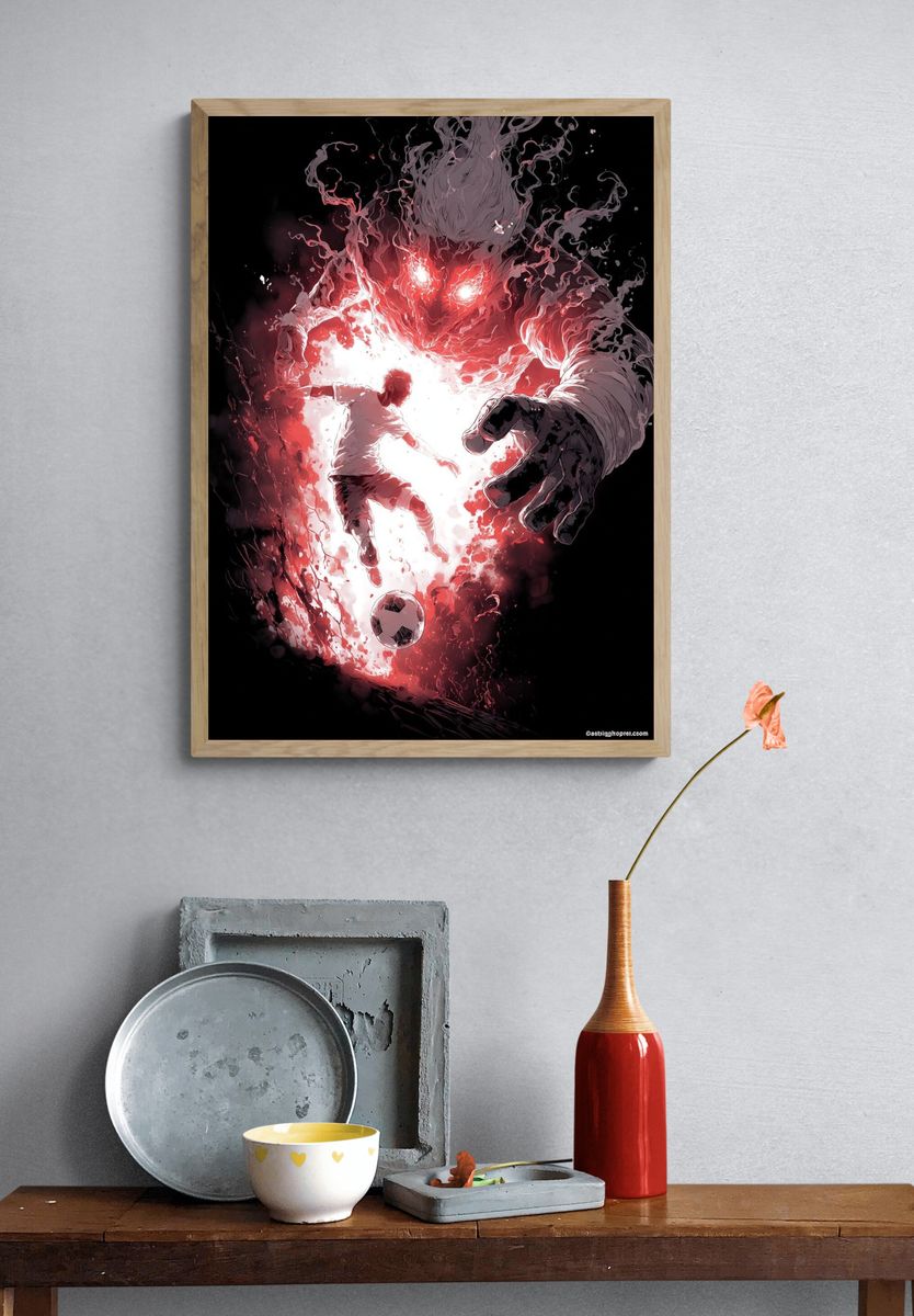 Demon Soccer Clash Illustration Poster. — room view 3