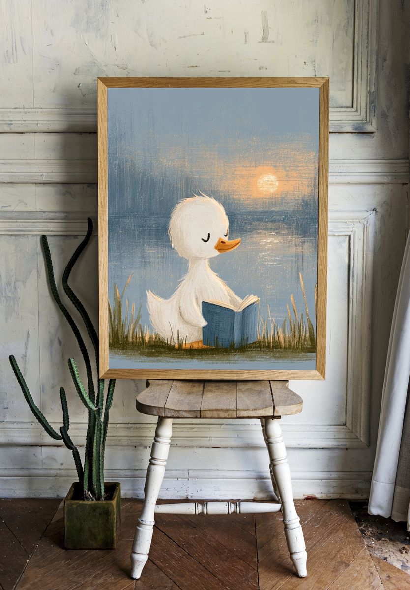 Reading Duck at Sunset Poster. — room view 1