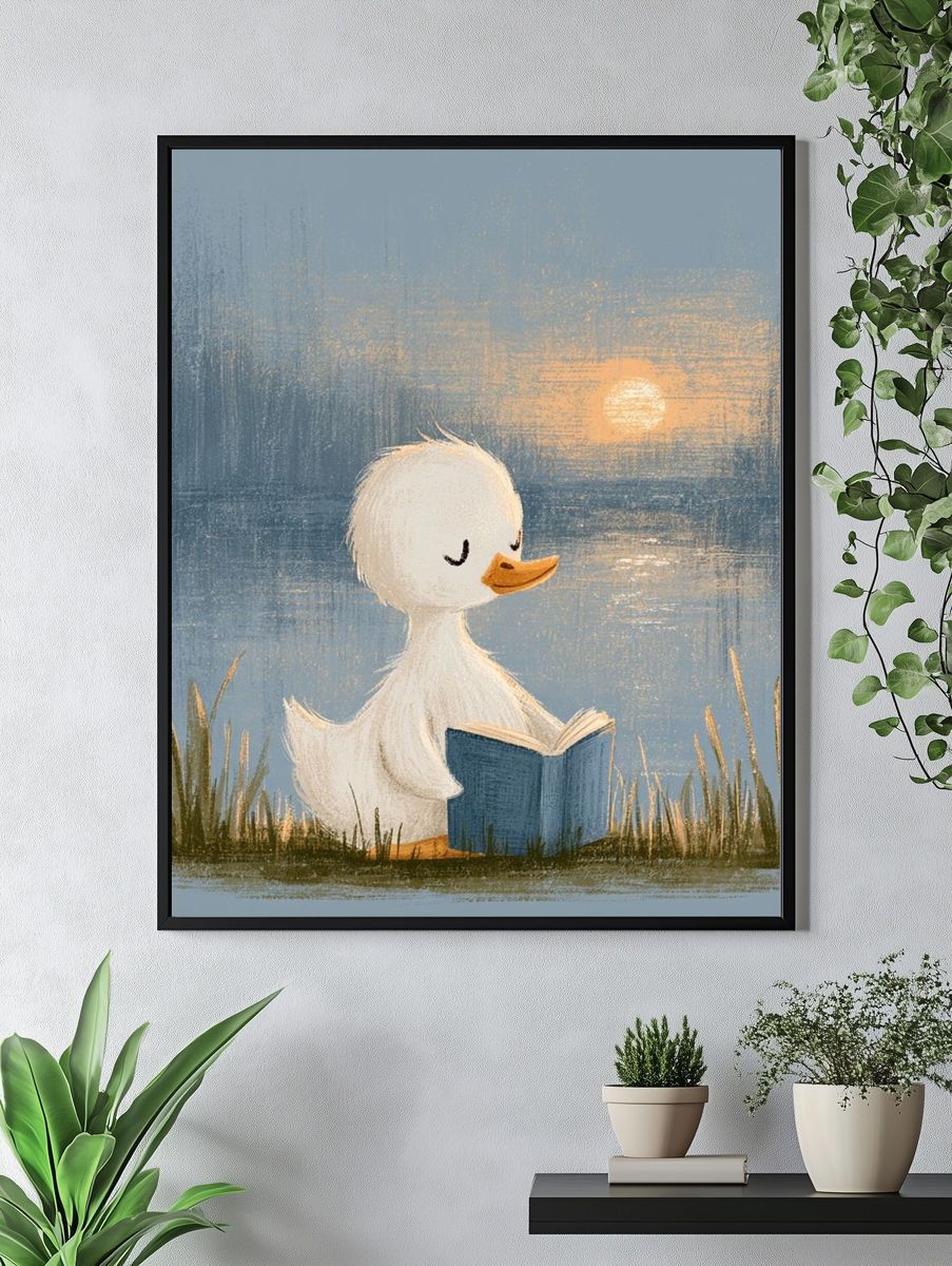 Reading Duck at Sunset Poster. — room view 4