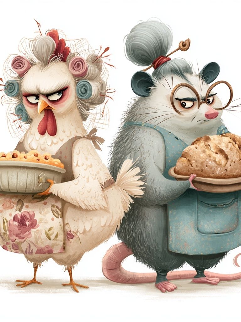 Baker Birds and Mouse Illustration Poster. poster — illustration art