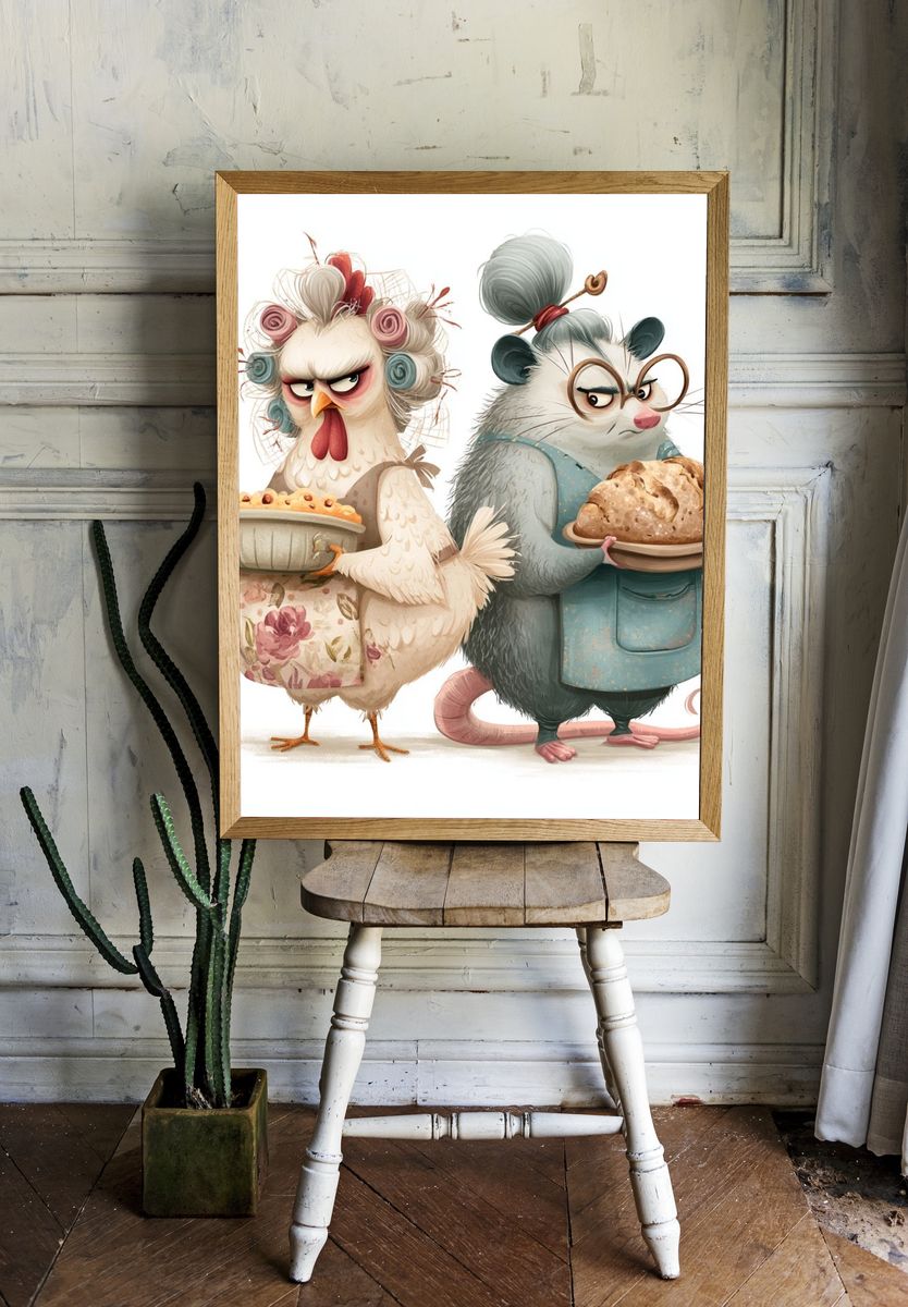 Baker Birds and Mouse Illustration Poster. room preview