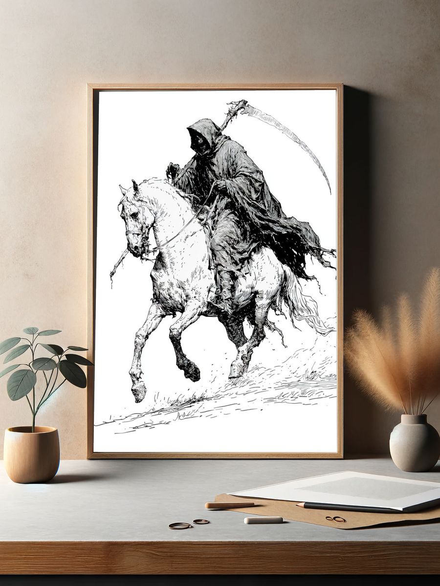 Grim Reaper on Horse Illustration Poster. — room view 2