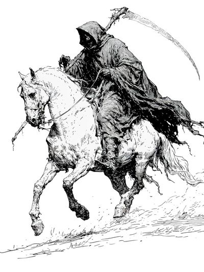 Grim Reaper on Horse Illustration Poster.