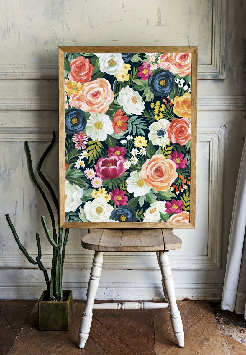 Floral Garden Pattern Illustration Poster. room preview