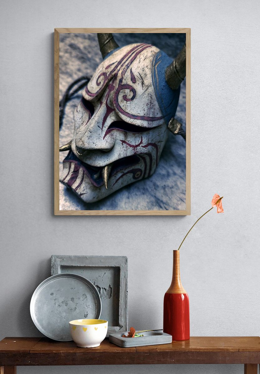 Demon Mask Digital Art Print. — room view 3