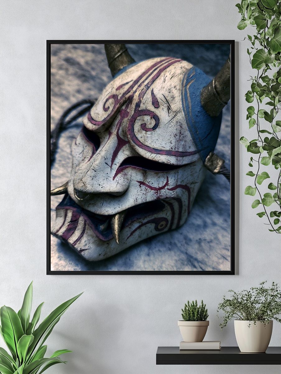 Demon Mask Digital Art Print. — room view 4
