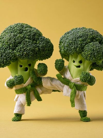 Broccoli Karate Duo Illustration Poster.