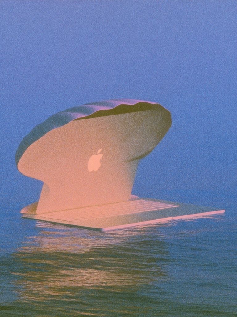 Floating Apple Sculpture Print. poster — illustration art