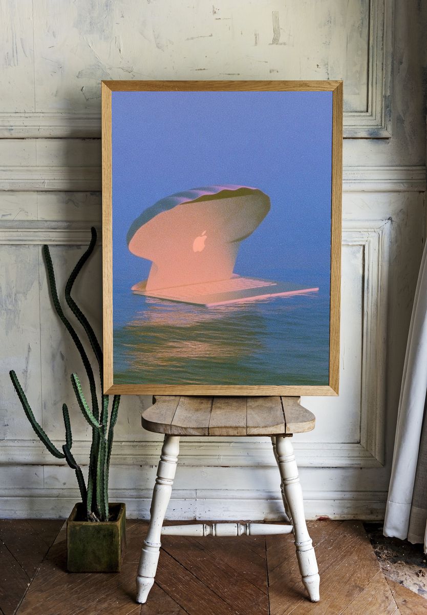 Floating Apple Sculpture Print. — room view 1
