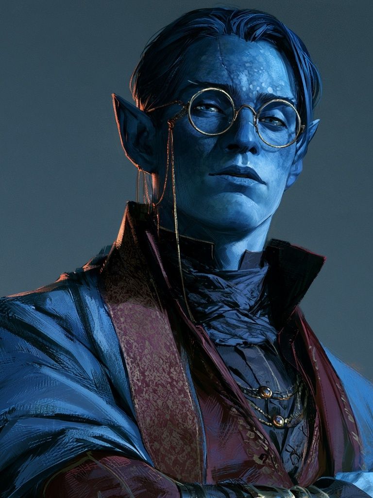 Blue Elf Portrait Illustration Poster. poster detail