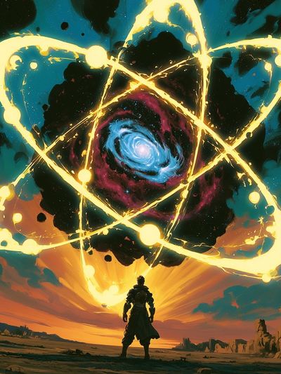 Cosmic Atom Portal Illustration Poster. poster