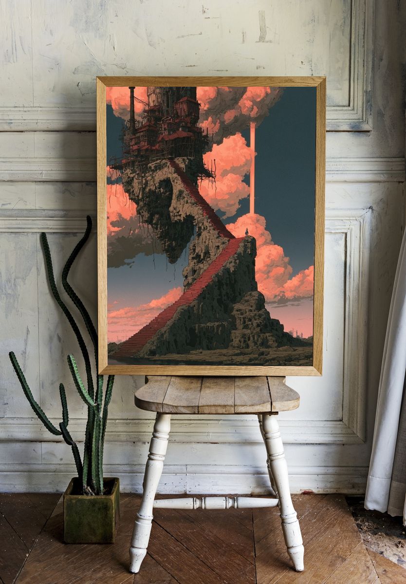 Floating Industrial Citadel — Sci-Fi Print. room preview