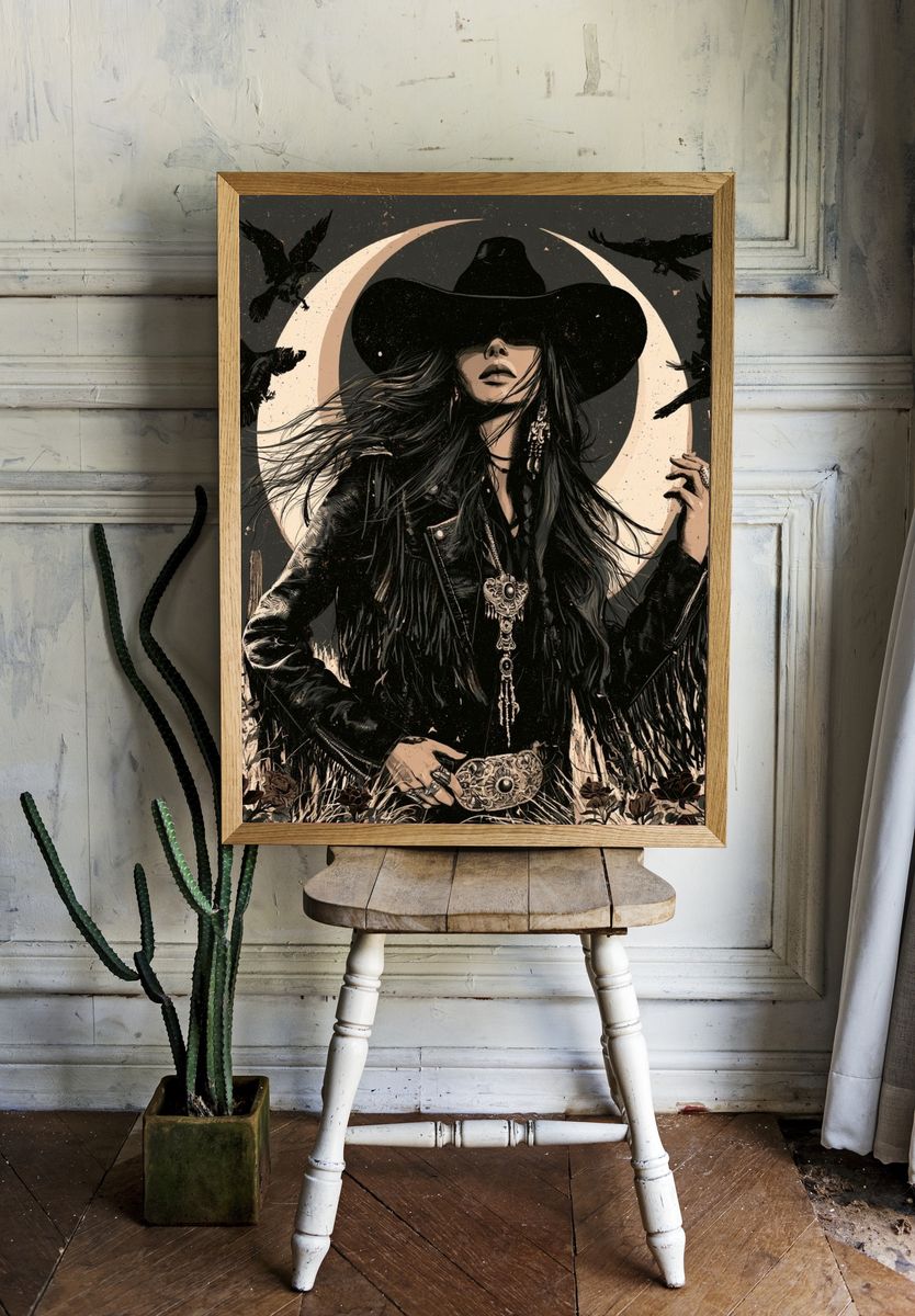 Gothic Cowgirl Moon Poster. room preview