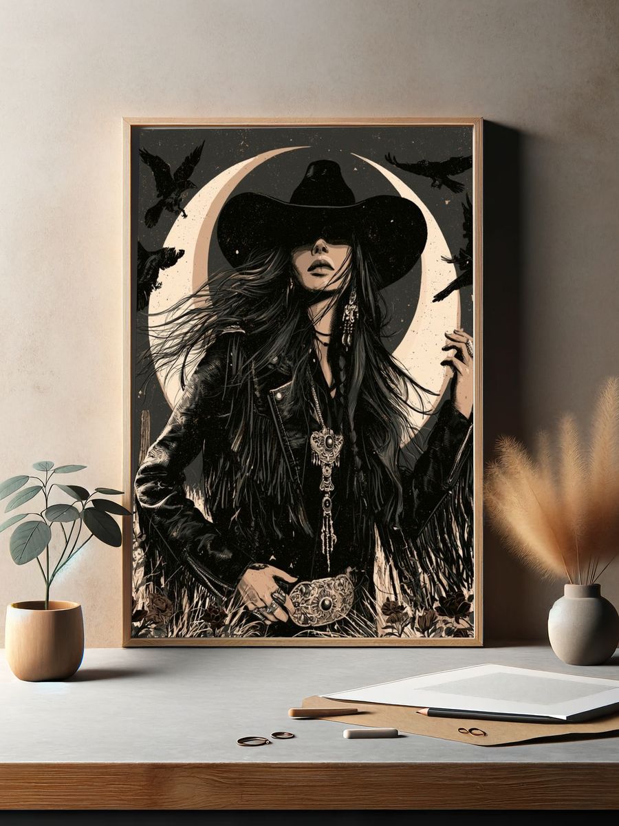 Gothic Cowgirl Moon Poster. — room view 2