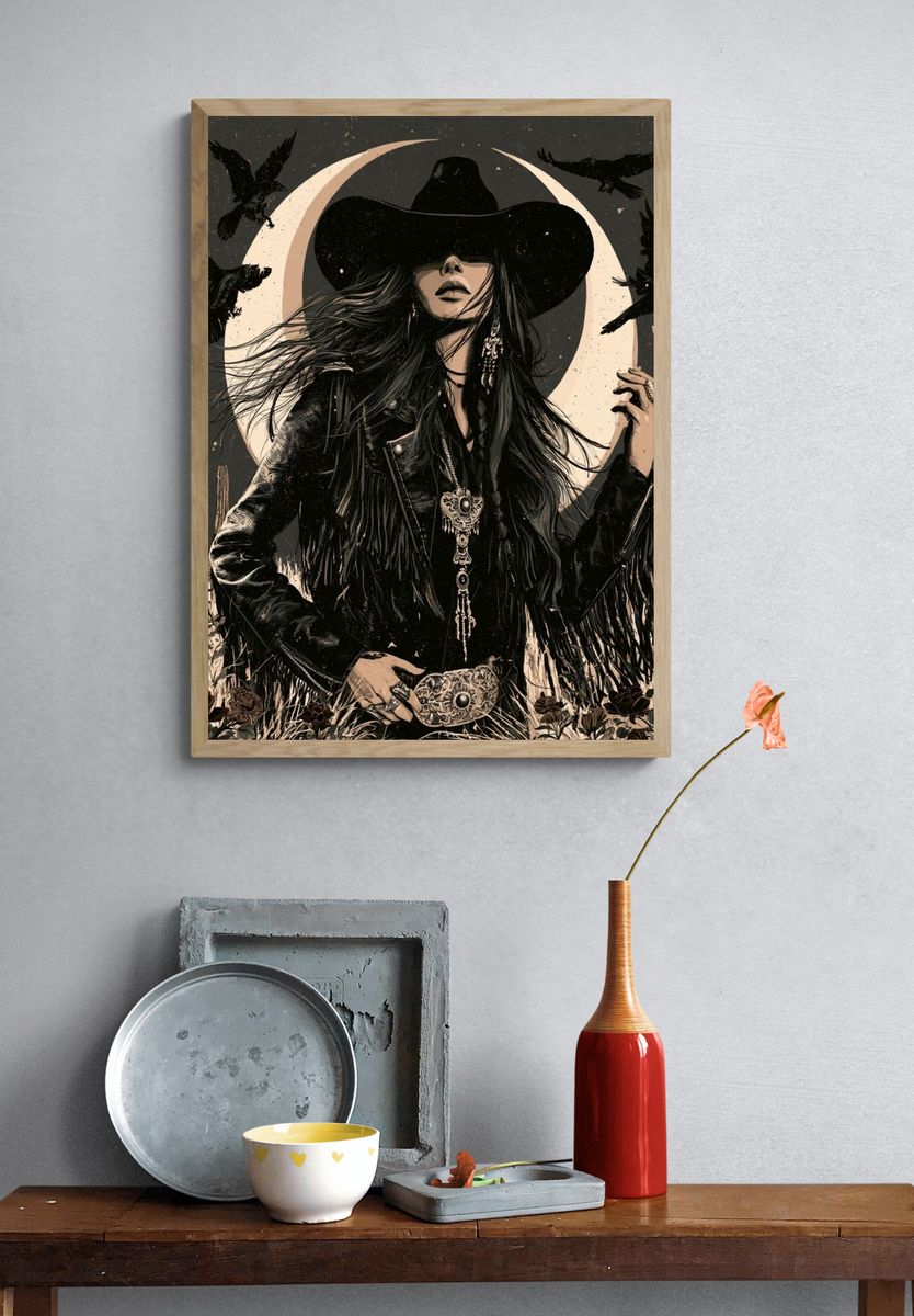 Gothic Cowgirl Moon Poster. — room view 3