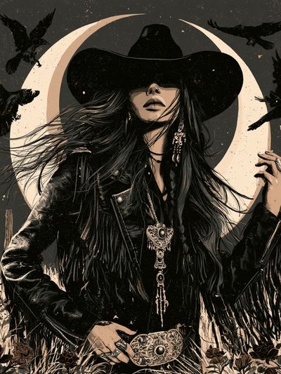 Gothic Cowgirl Moon Poster.