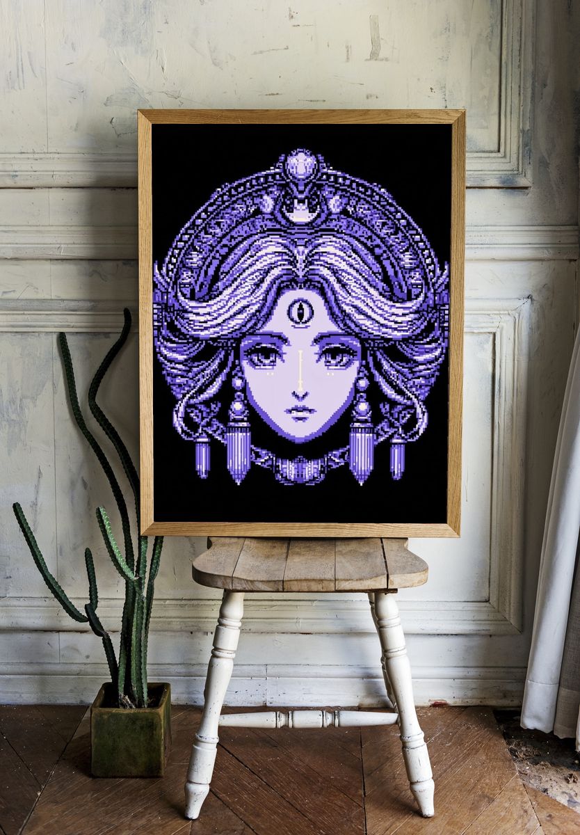Pixel Goddess Portrait Poster. — room view 1