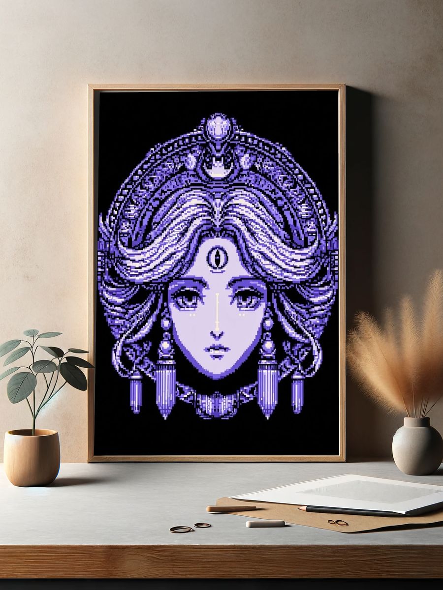 Pixel Goddess Portrait Poster. — room view 2