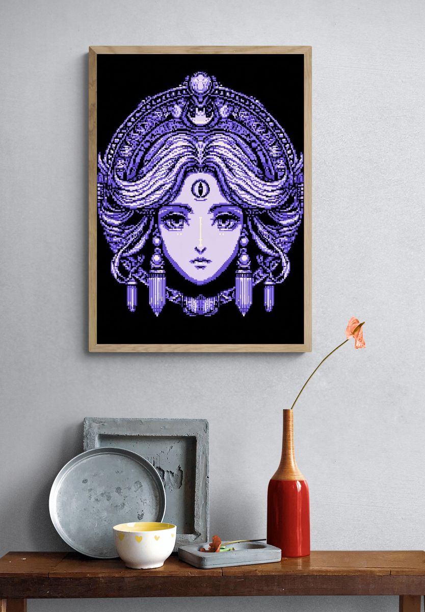 Pixel Goddess Portrait Poster. — room view 3