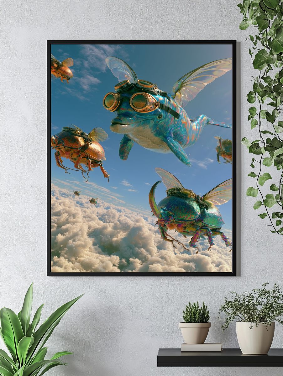 Flying Beetles in the Sky Poster. — room view 4