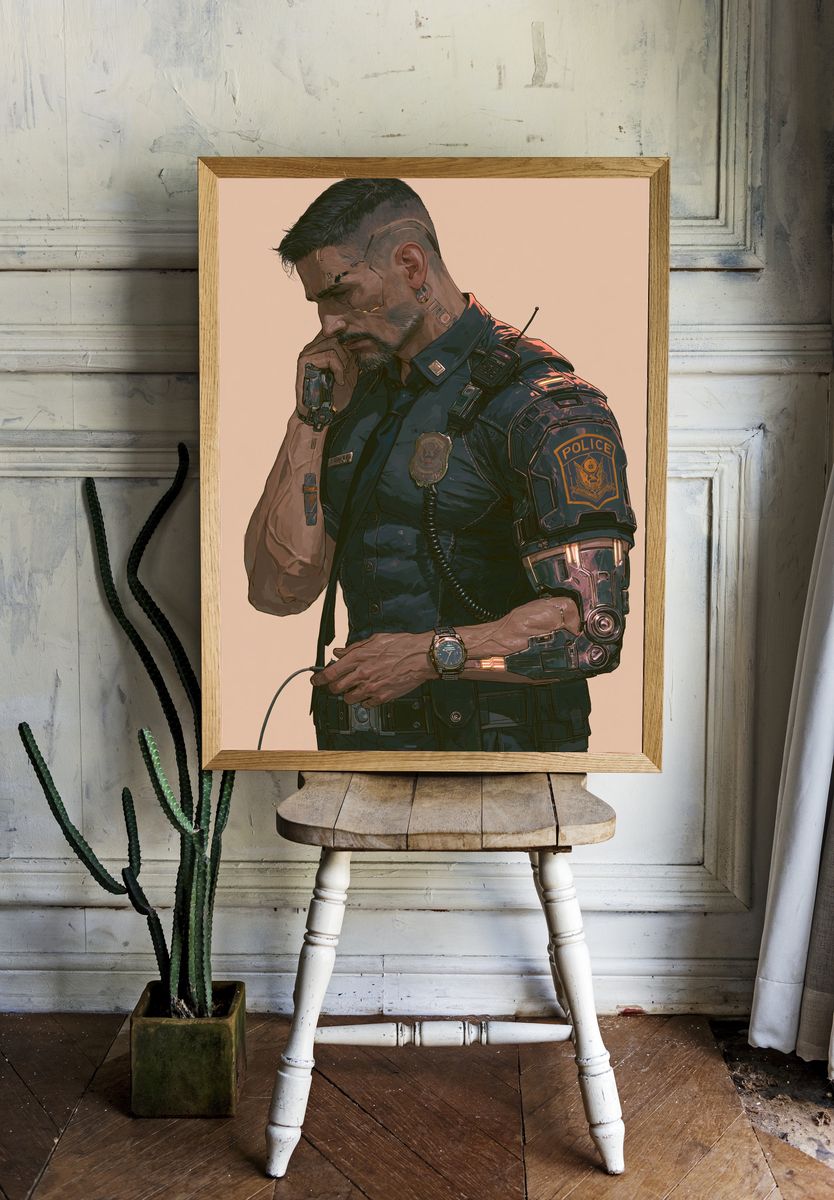 Cyberpunk Police Officer Print. room preview