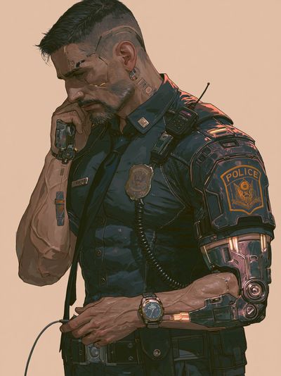 Cyberpunk Police Officer Print.