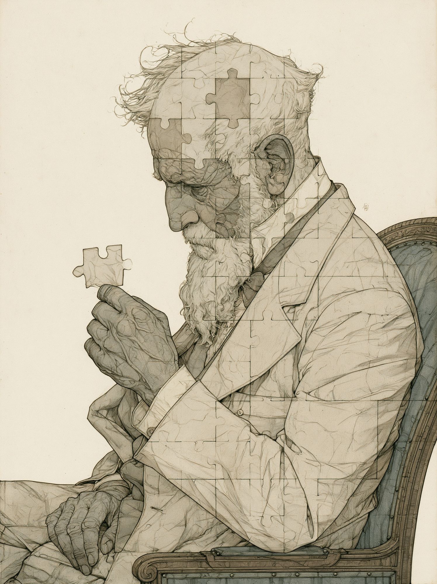 Puzzle Portrait Illustration Print. poster detail