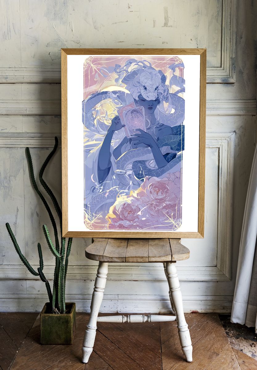Serpent Oracle Digital Art Print. room preview